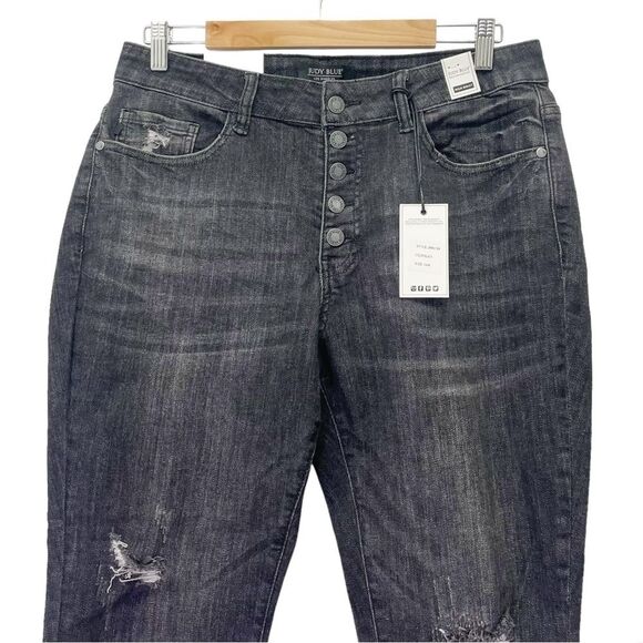 NWT Judy Blue Destroyed Button-Fly Skinny Jeans Black Wash Denim Size 14W NEW - Picture 5 of 15